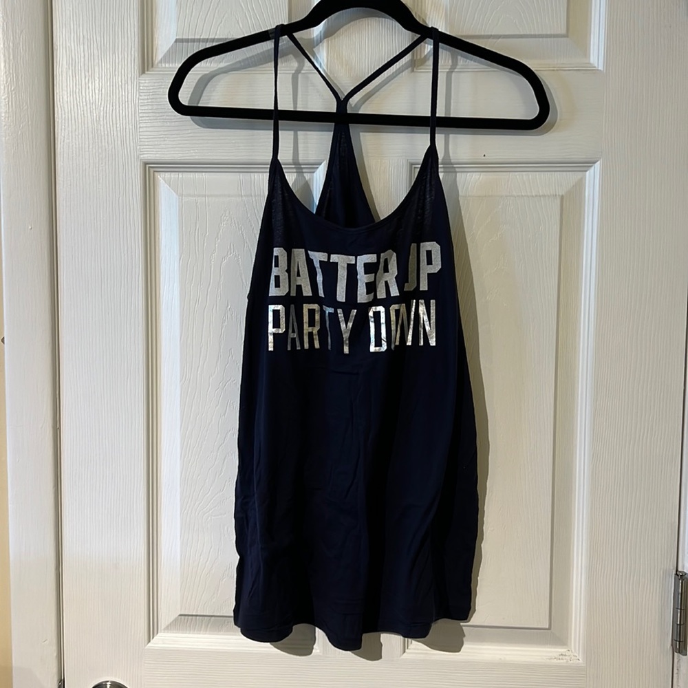 New York Yankees, Pink by Victoria’s Secret navy tank top. Batter up party down.